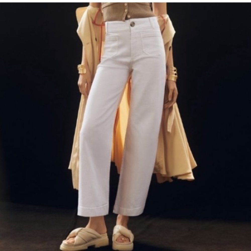 Pilcro The Skipper White Wide Leg Cropped Jeans